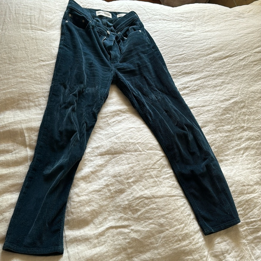 Aritzia teal corduroy high waisted pants, 25